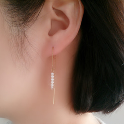 14kgf 淡水珍珠水晶美式耳環 第1張的照片