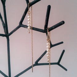 14公斤淡水珍珠和水晶美國耳環 第2張的照片