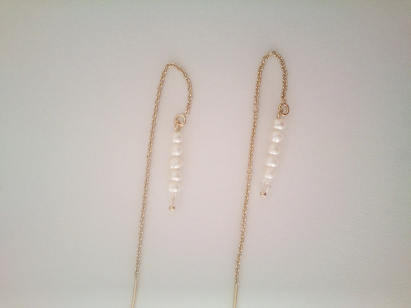 14公斤淡水珍珠和水晶美國耳環 第3張的照片