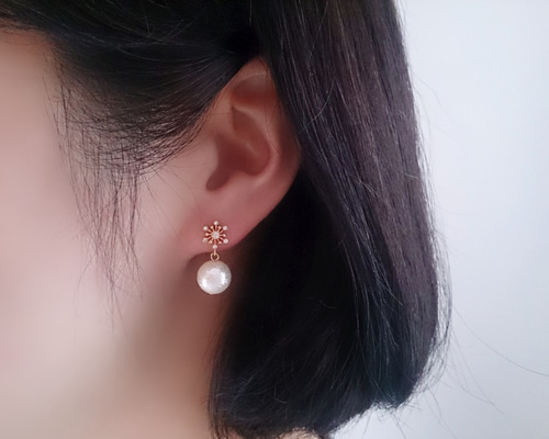 mimi33】パール×メタルのラウンドピアス[Sheerchic]｜SANPO