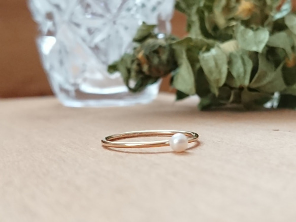 14kgf小號淡水珍珠精緻戒指（3個尺寸） 第2張的照片