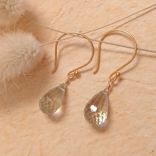 24Kヴェルメイユ 宝石質グリーンアメジストのピアス／イヤリング