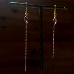 14kgf 粉色至紫色石榴石耳環，寶石級框架 第4張的照片