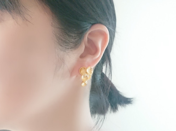 寶石級黃水晶荷葉耳環 第3張的照片