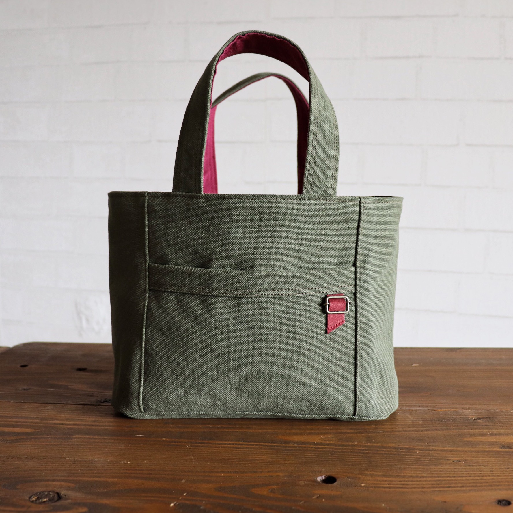 帆布　ミニトートバッグ　【カーキ】