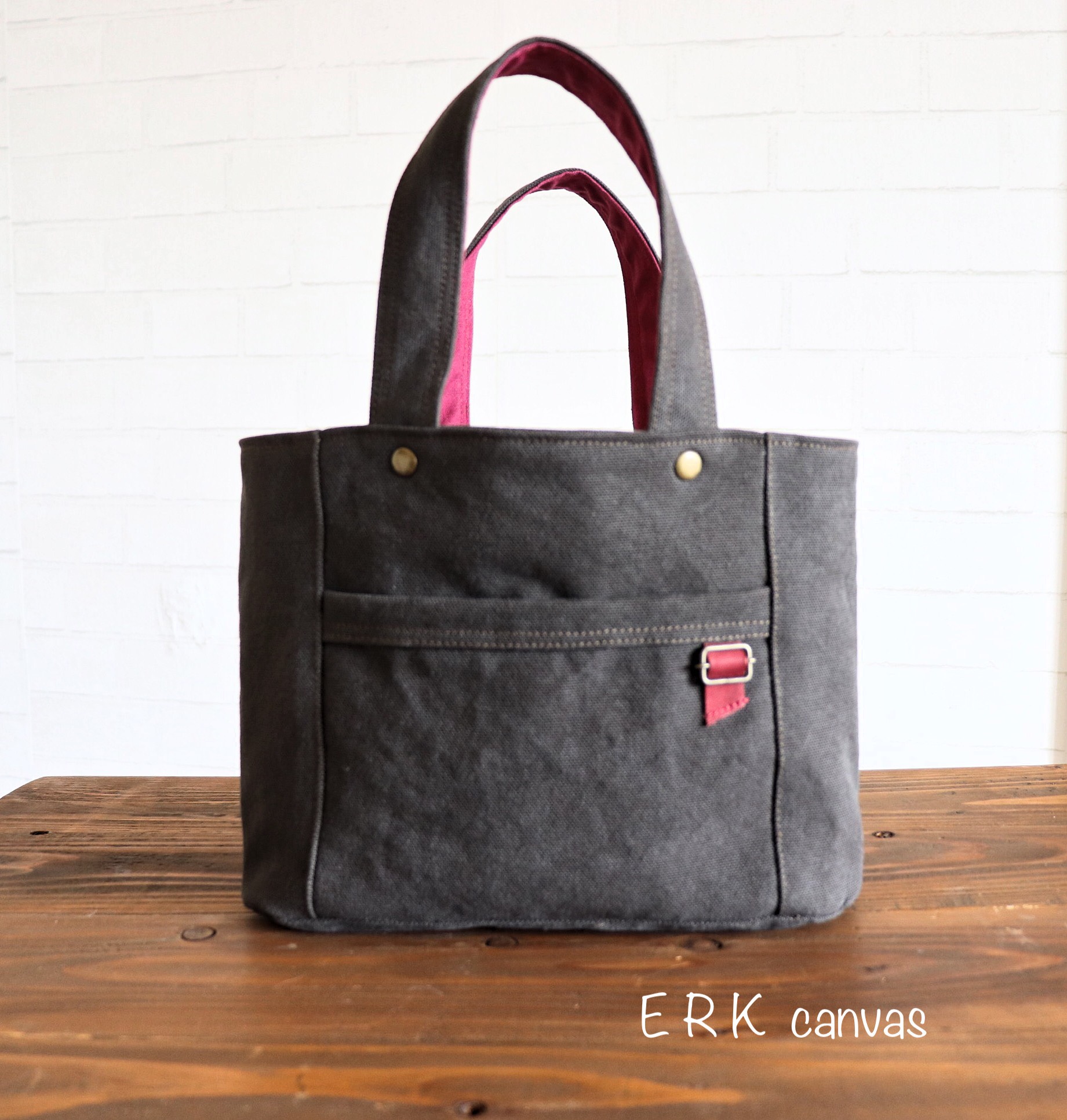 帆布　ミニトートバッグ　【グレーブラウン】