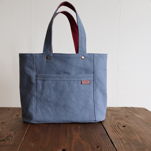 8号帆布トートバッグ(M)クールグレー×アッシュグレー みのり様専用
