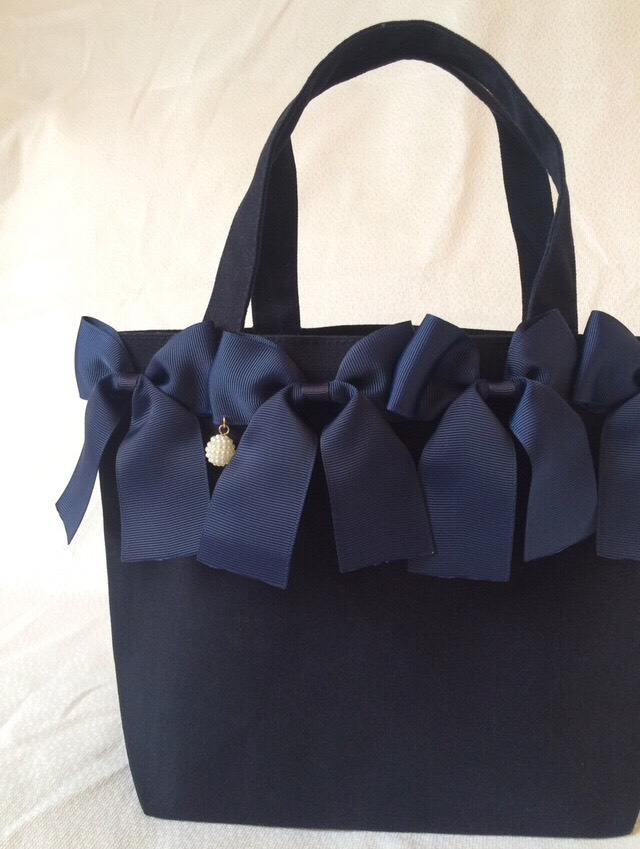 リボントートバッグ リボン4コ＋パールチャーム♡ トートバッグ
