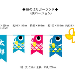 名入れ 鯉のぼりガーランド（横型）おまけ付♪送料無料（受注制作） 4枚目の画像