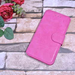 iphone5・iphone6手帳型ケース シンプル ピンク 2枚目の画像