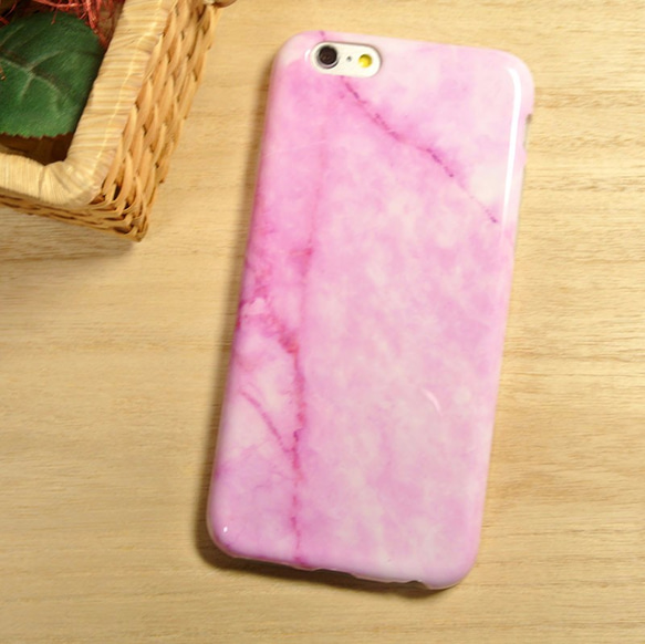 iphone6/6s　ピンク 大理石 マーブル柄 TPUケース 1枚目の画像