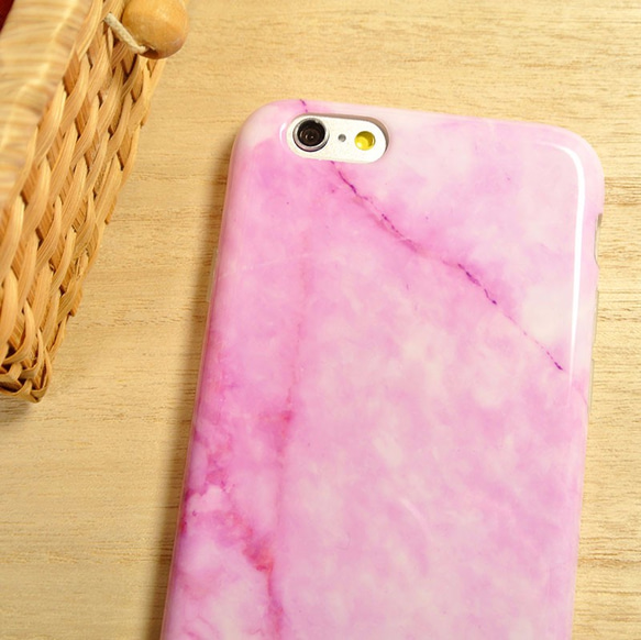iphone6/6s　ピンク 大理石 マーブル柄 TPUケース 2枚目の画像
