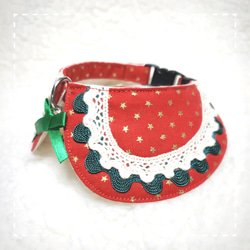 【再販】苺みたいなクリスマスの丸襟首輪＊猫・犬用 2枚目の画像