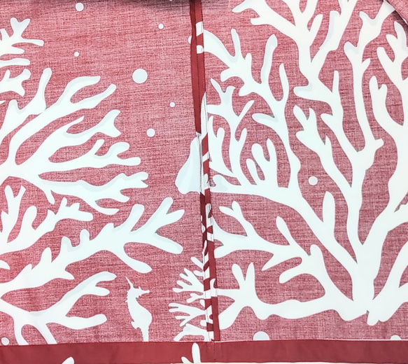 パウスカート丈75㎝4ヤードダークレッド系ビックサンゴ柄 3枚目の画像