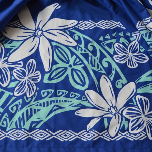 パウスカートロイヤルブルー(濃青)ティアレ・タパエレメント柄 丈74