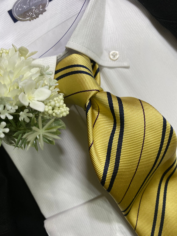 京丹後silkネクタイ 黄色は「栄光」の意味　廃盤生地になりました。 3枚目の画像