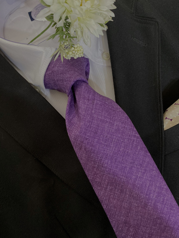 日本の伝統色綿ネクタイ　すみれ 1枚目の画像