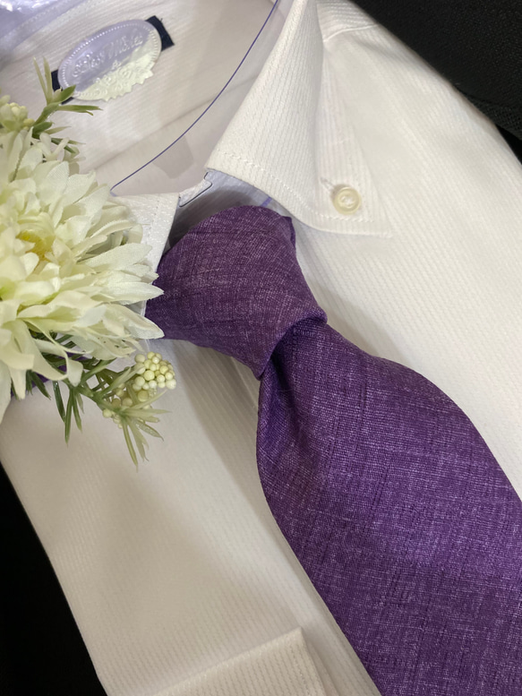 日本の伝統色綿ネクタイ　すみれ 3枚目の画像