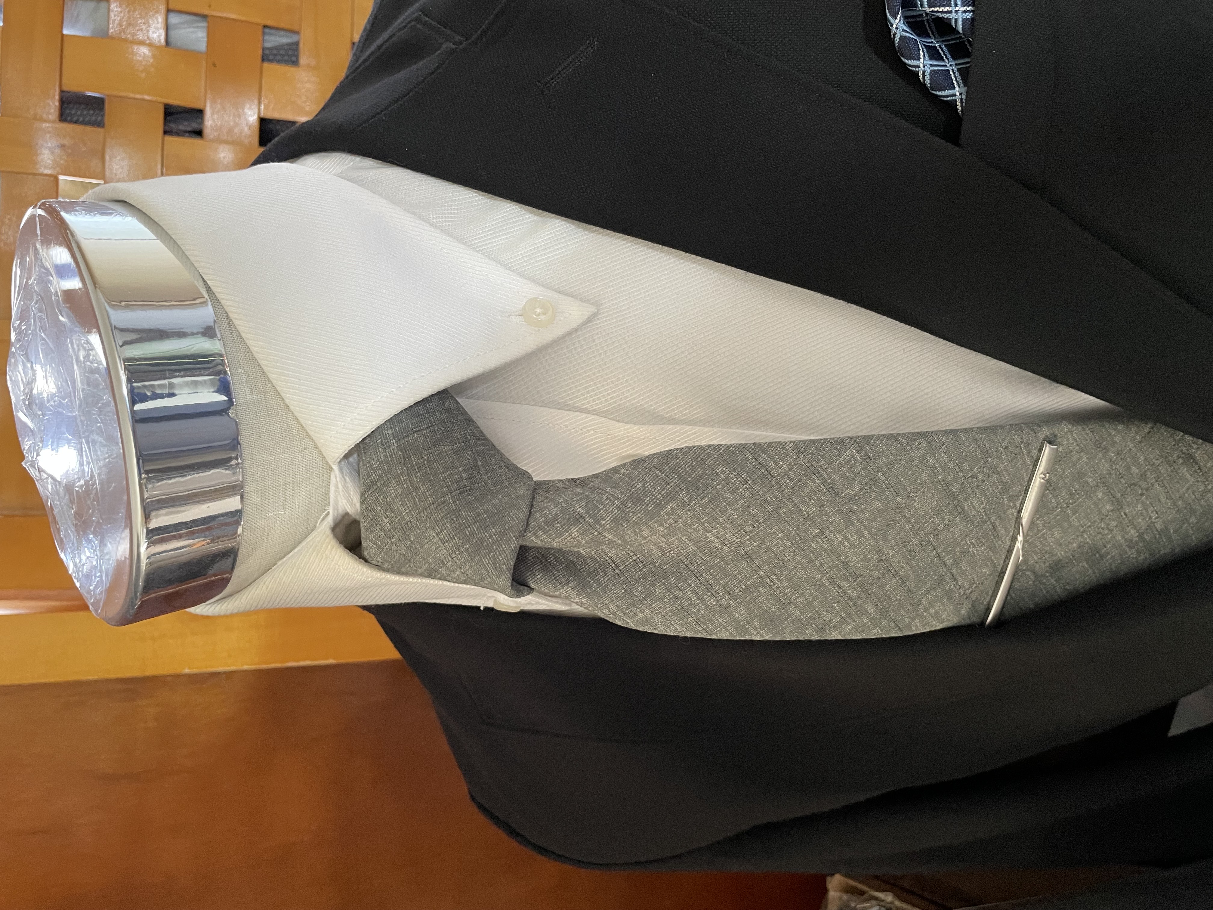 日本の伝統色綿ネクタイ   鼠色