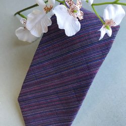 四百年の伝統織会津木綿 ネクタイ　やったら紫 5枚目の画像