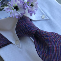 四百年の伝統織会津木綿 ネクタイ　やったら紫 6枚目の画像
