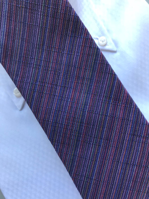 四百年の伝統織会津木綿 ネクタイ　やったら紫 7枚目の画像