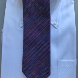 四百年の伝統織会津木綿 ネクタイ　やったら紫 8枚目の画像