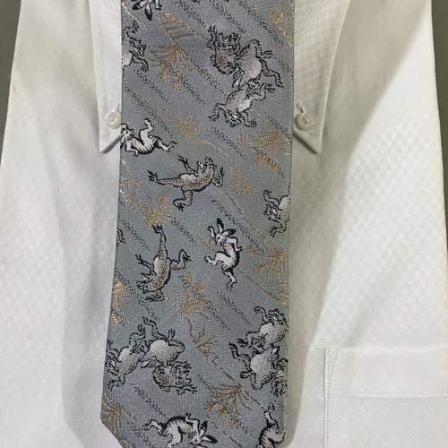 京西陣金襴織 鳥獣戯画灰色 ネクタイ・蝶ネクタイ 六武 京【ろく