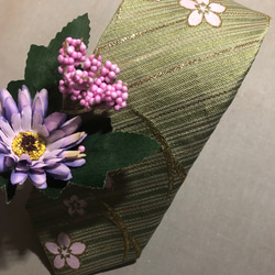 京西陣金襴織 淡緑に淡桃桜 4枚目の画像