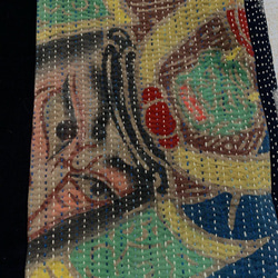 手作り　綿　古布　幟旗　絵絣　藍　刺し子　パンツ 6枚目の画像