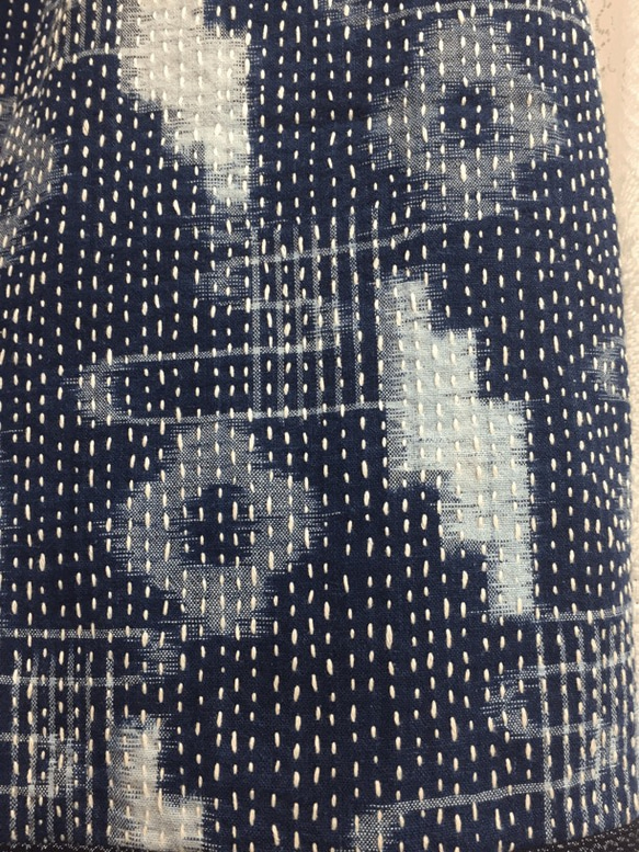 手作り　綿　絣色々　刺し子　ガウチョパンツ 3枚目の画像
