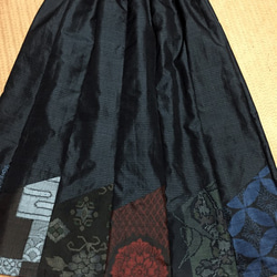 手作り　絹　裏付き12枚接ぎ大島スカート 3枚目の画像