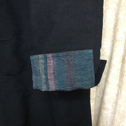 手作り　絹　紬　新反物　リバーシブルコート 6枚目の画像