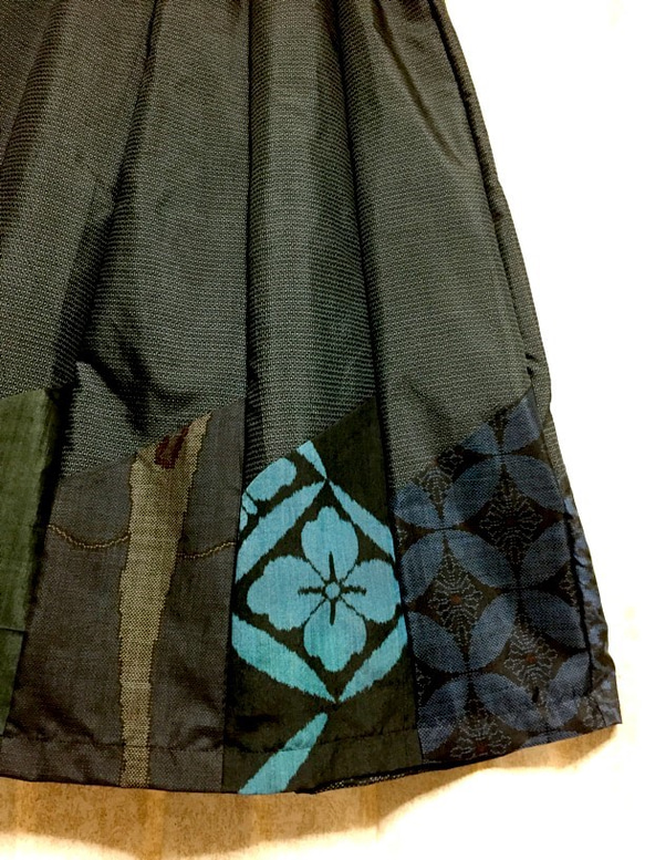 手作り　絹　大島色々　裏付き12枚はぎスカート 5枚目の画像