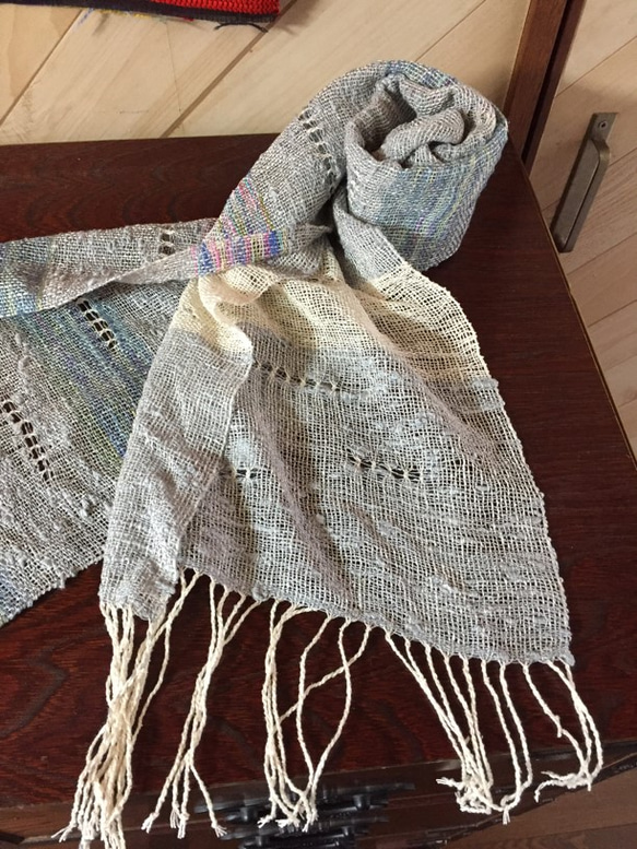 手作り　絹　手織り　ストール 1枚目の画像