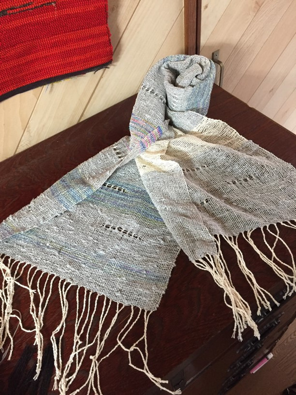 手作り　絹　手織り　ストール 4枚目の画像