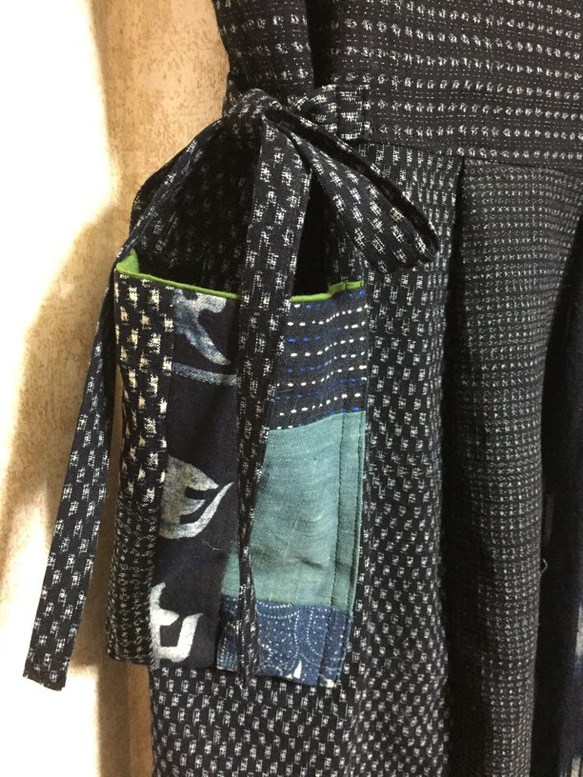 手作り  綿  絣色々  刺し子  ジャンパースカート 3枚目の画像