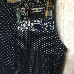 手作り  綿  絣色々  刺し子  ジャンパースカート 4枚目の画像