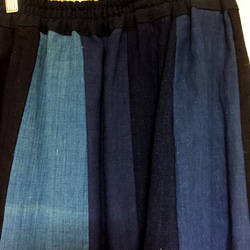 手作り　綿　藍　刺し子　１２枚ハギスカート 5枚目の画像