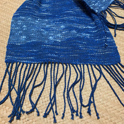 手作り  手織り 棉  藍  インディゴ染め ストール 4枚目の画像