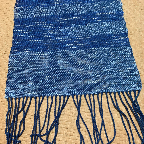 手作り  手織り 棉  藍  インディゴ染め ストール 5枚目の画像
