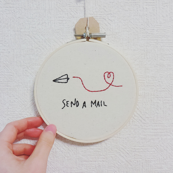 send a mail／12cm／刺繍の飾りフープ 3枚目の画像