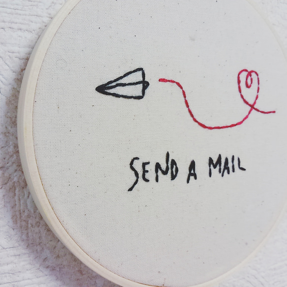 send a mail／12cm／刺繍の飾りフープ 4枚目の画像