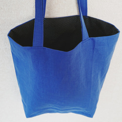 カラーリネンのバッグ／ブルー 3枚目の画像