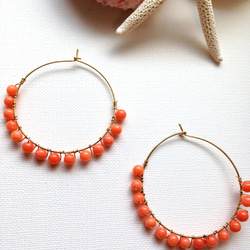 pierce♡pink coral＊hoop 2枚目の画像