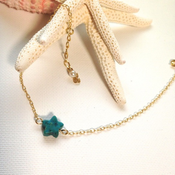 Brecelet♡star＊turquoise 3枚目の画像