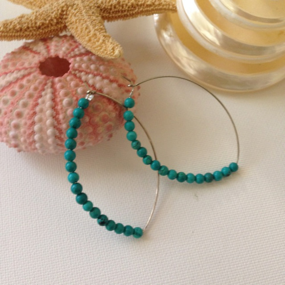 【再販】pierce♡turquoise＊hoop 1枚目の画像