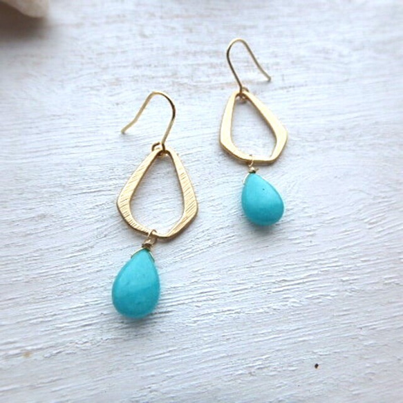 pierce♡gold drop＊aqua blue 2枚目の画像