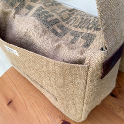 コーヒー豆の麻袋スタディショルダーバッグ 5枚目の画像