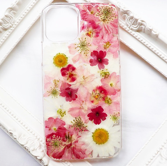 押し花iPhoneケース 押し花スマホケース 押し花ケース 押し花 2枚目の画像